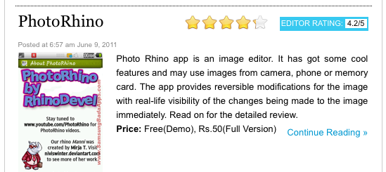 PhotoRhino review at SamsungBadaApps.com
